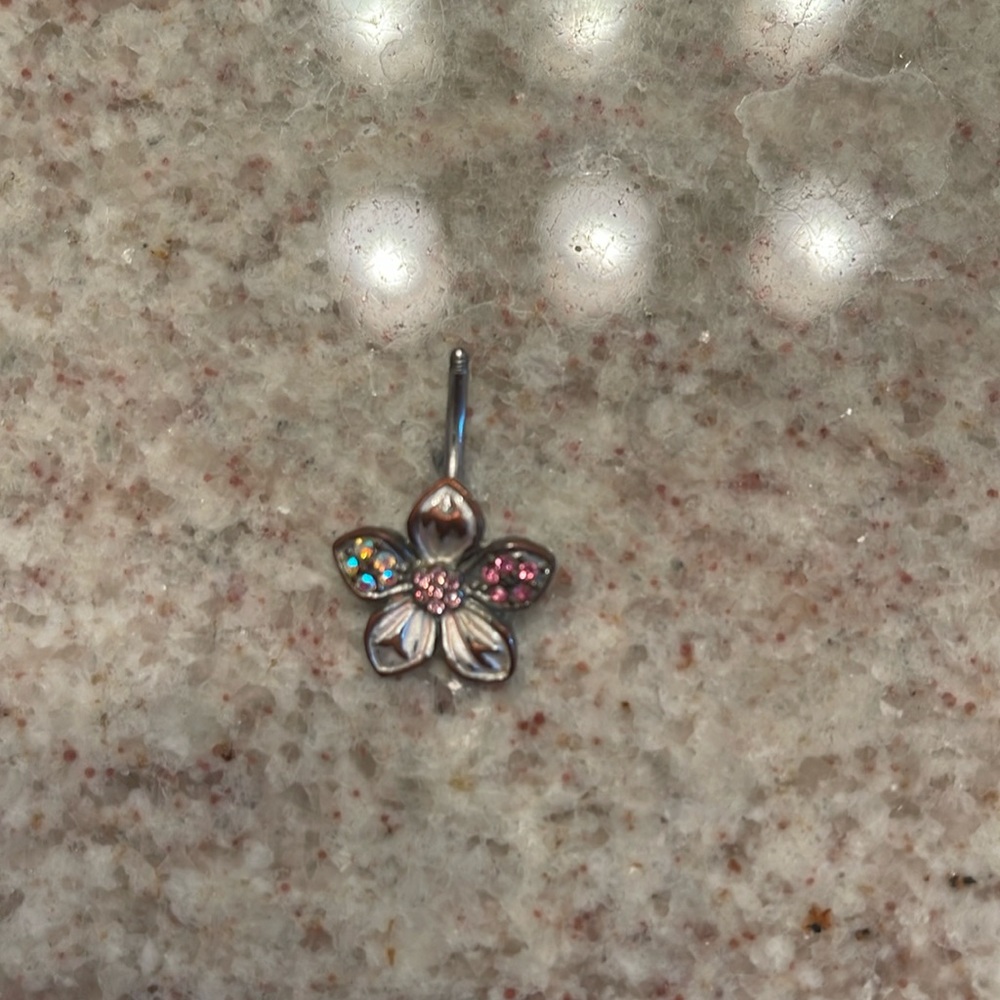 Hibiscus belly button ring